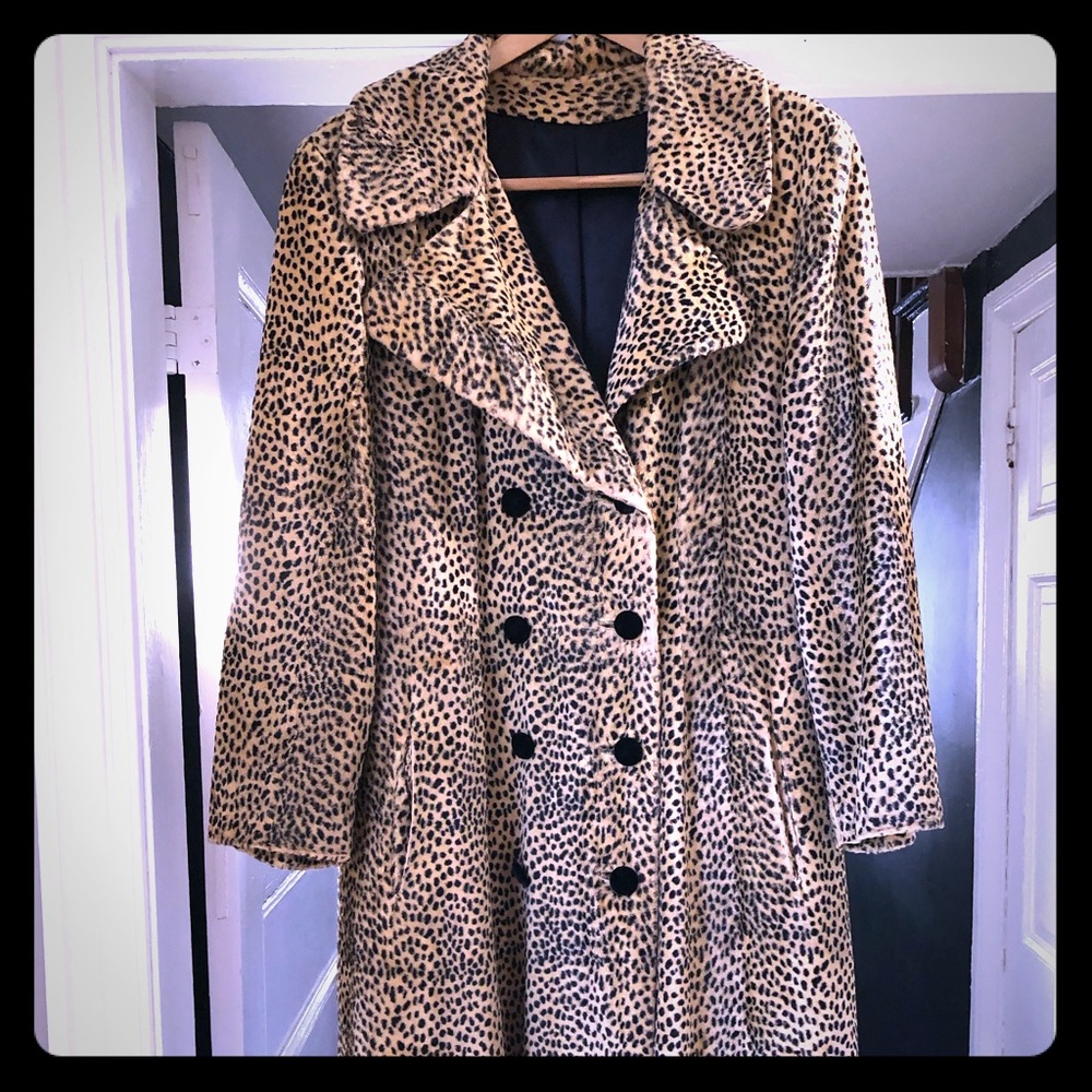 Vintage leopard cheetah coat faux fur